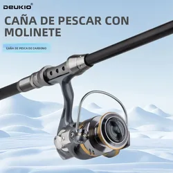 DEUKIO Combo Caña y Carrete Telescópica Spinning Agua Salada Dulce