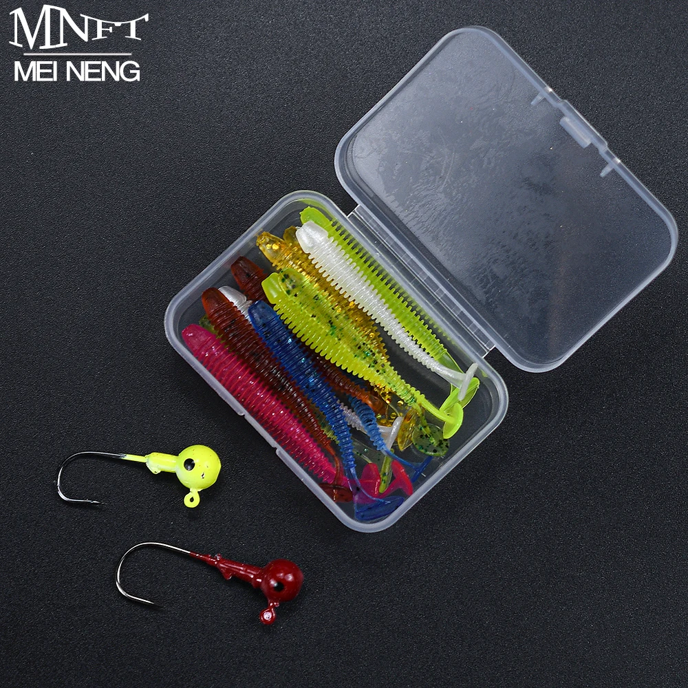 18 uds/20 piezas Uds 5cm/0,6g gusanos de silicona cebo suave Jigging Wobblers señuelo de pesca anzuelos conjunto de Swimbaits artificiales para aparejos de carpa lubina
