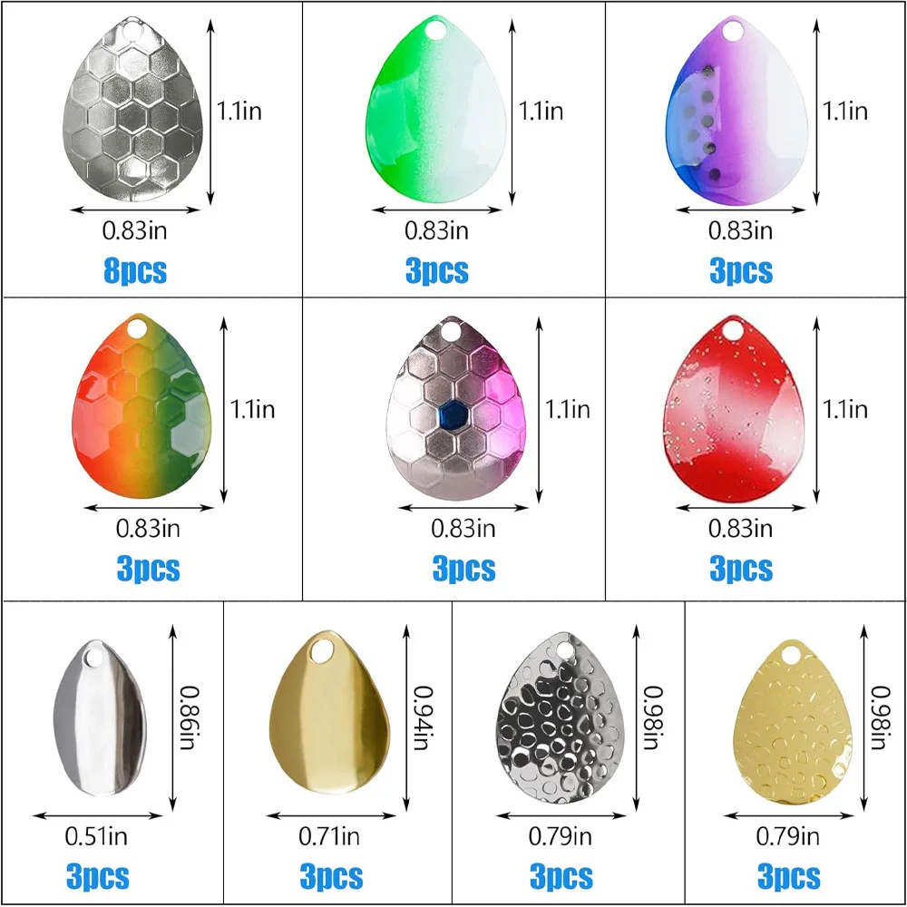 Kit de cuchillas giratorias de 35 Uds., cuchillas Colorado para aparejos dorados, piezas de suministros, arnés sobre orugas, Spinner, señuelo, accesorios de pesca - imagen 2