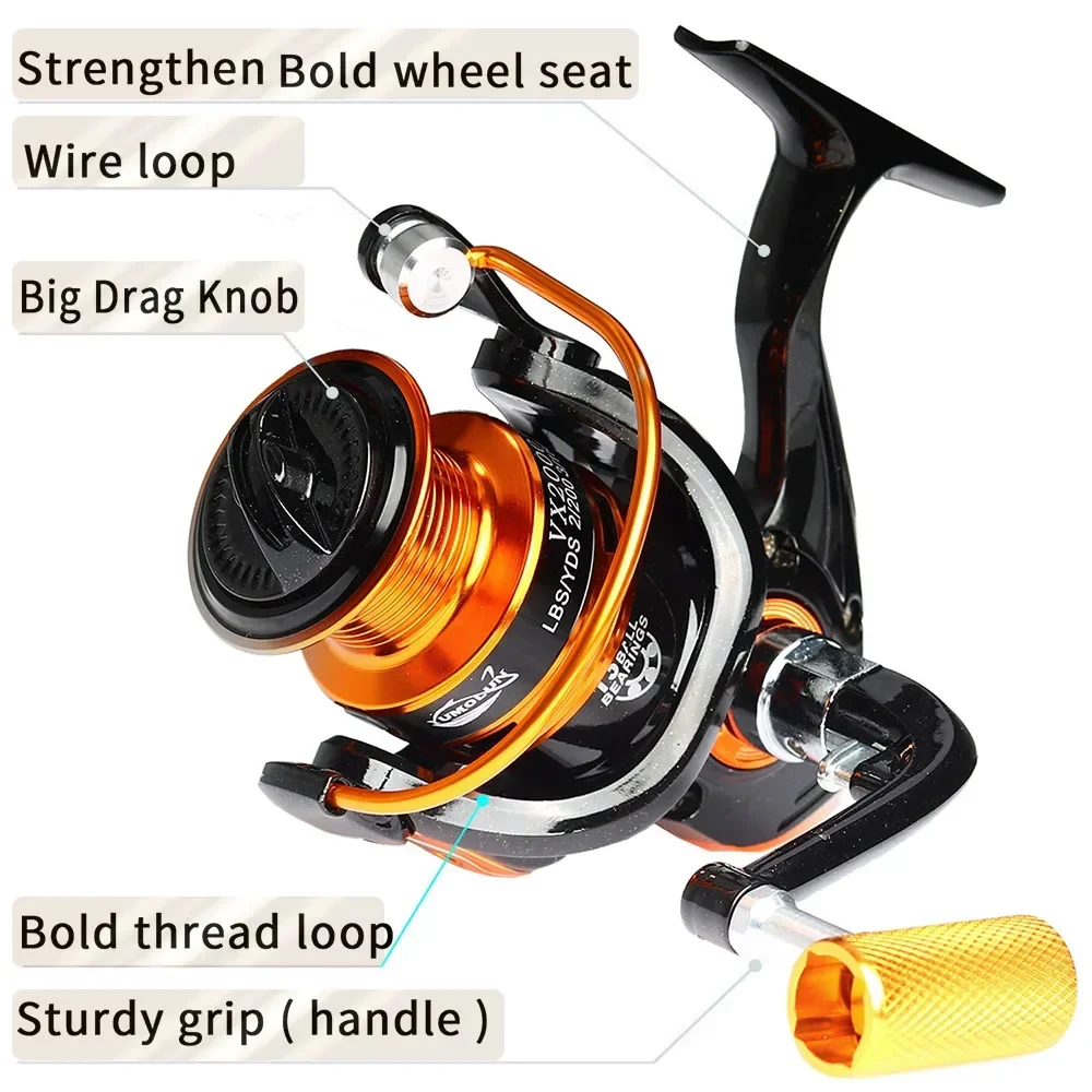 BAKAWA-carretes giratorios de acero inoxidable, Carrete de arrastre máximo de 12KG, rueda de Pesca de Metal 5,2: 1, bobina de agua salada para accesorios - imagen 5