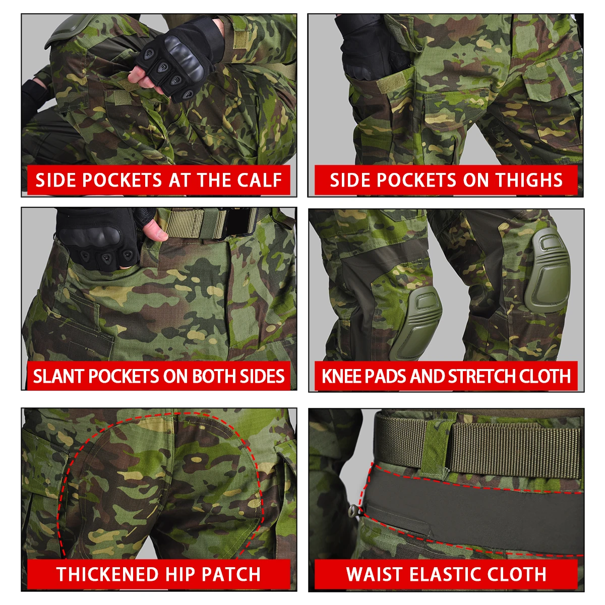 HAN WILD G3 pantalones de combate + almohadillas pantalones tácticos Airsoft pantalones tácticos US CP Camo pantalones tácticos - imagen 5