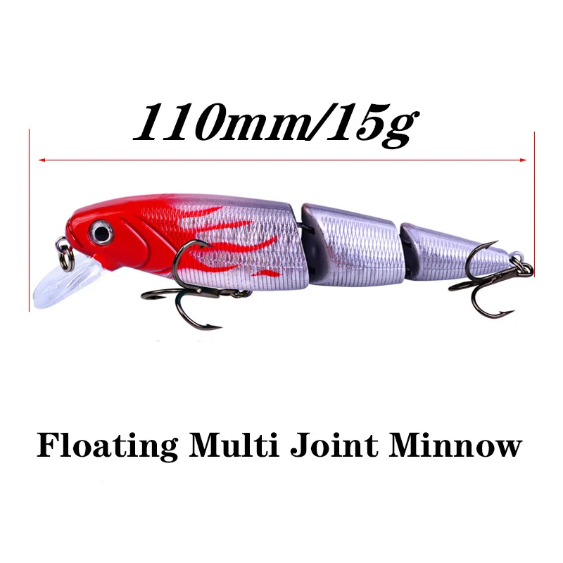 Señuelo de pesca Artificial multiarticulado, cebo duro de 3 segmentos, 11cm/15g, 1 unidad - imagen 2