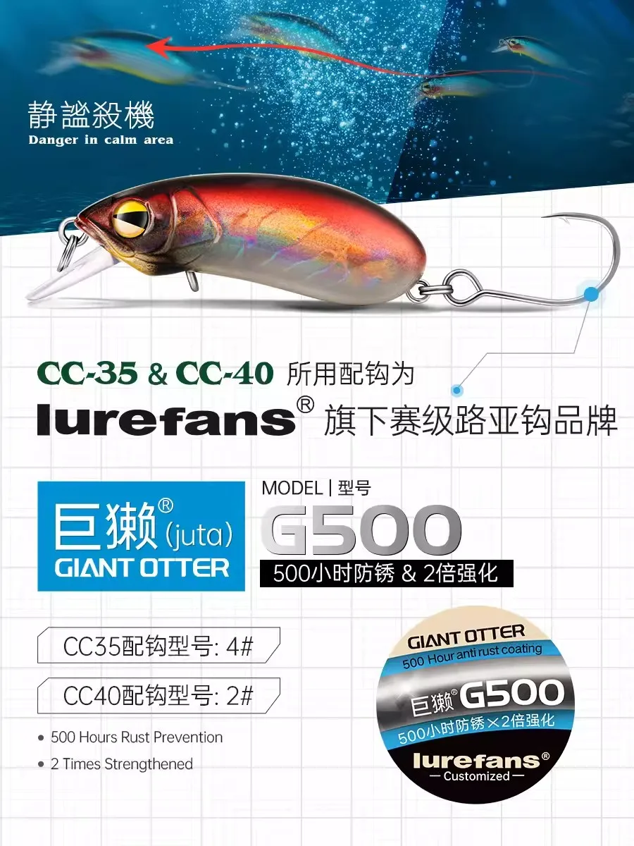Señuelo de pesca de pececillo hundido CC35/CC40, 3g/4,3g, sistema silencioso de centro de gravedad bajo, cebo falso Wobbler Artificial, novedad de 2024 - imagen 4