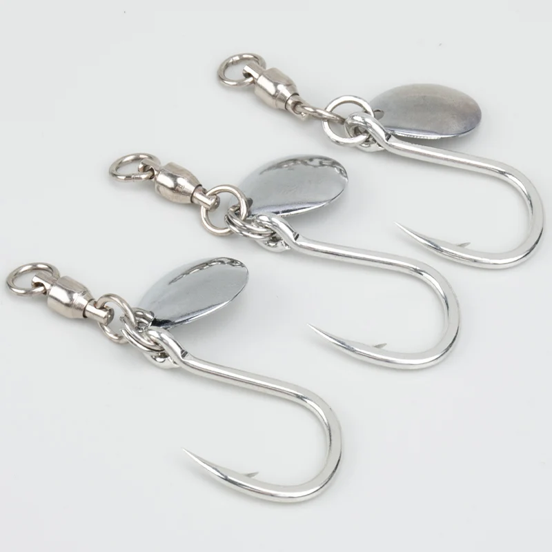TEASER HK043 5 unids/lote 8062 5X anzuelo de asistencia de Jigging lento señuelo de pesca cucharas giratorias de lentejuelas anzuelo de pesca JIgging - imagen 3