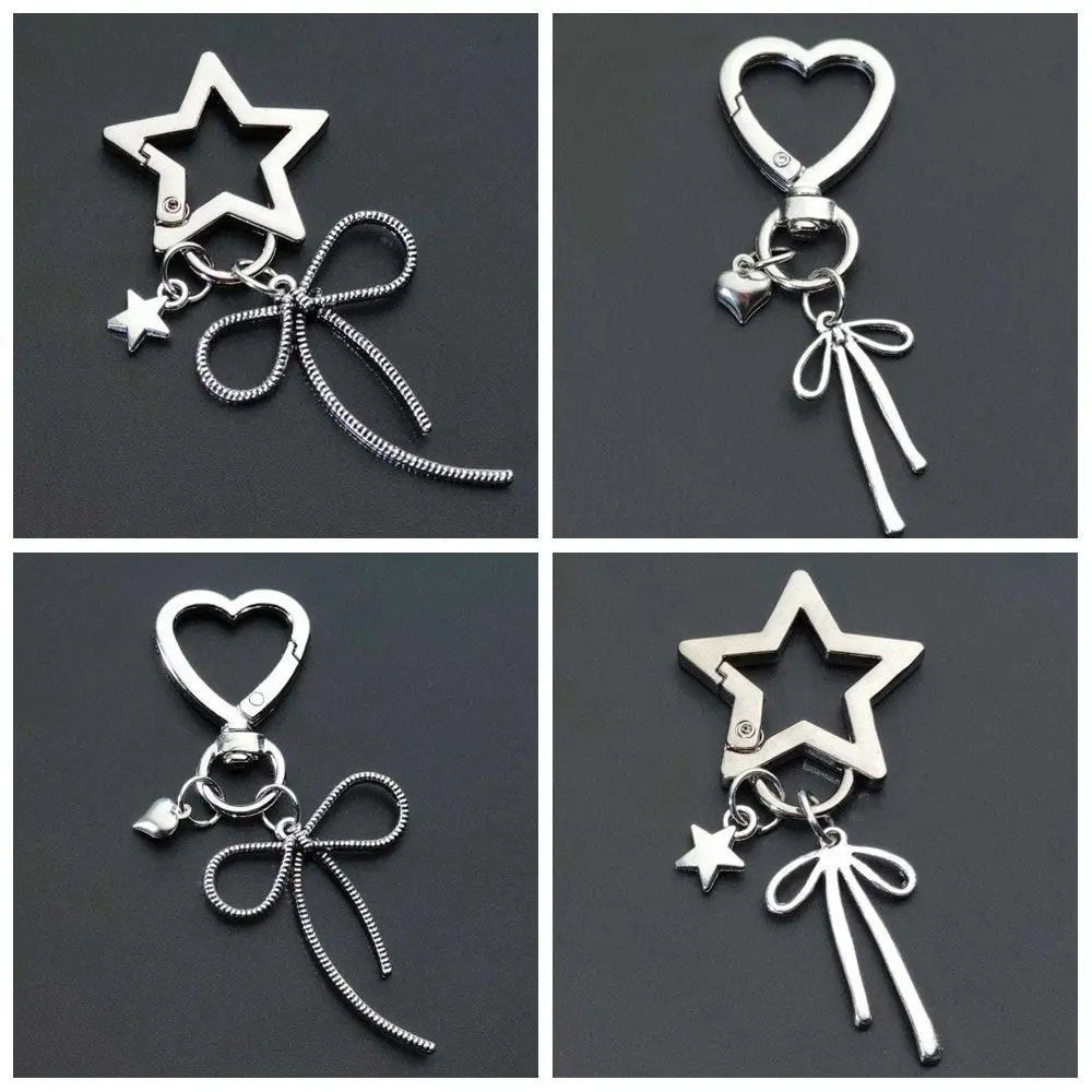 Bolso de lápiz labial de bolsillo de red de Metal de acero inoxidable, llavero, accesorios para bolso, bolso de bálsamo labial de Color plateado, llavero Y2K