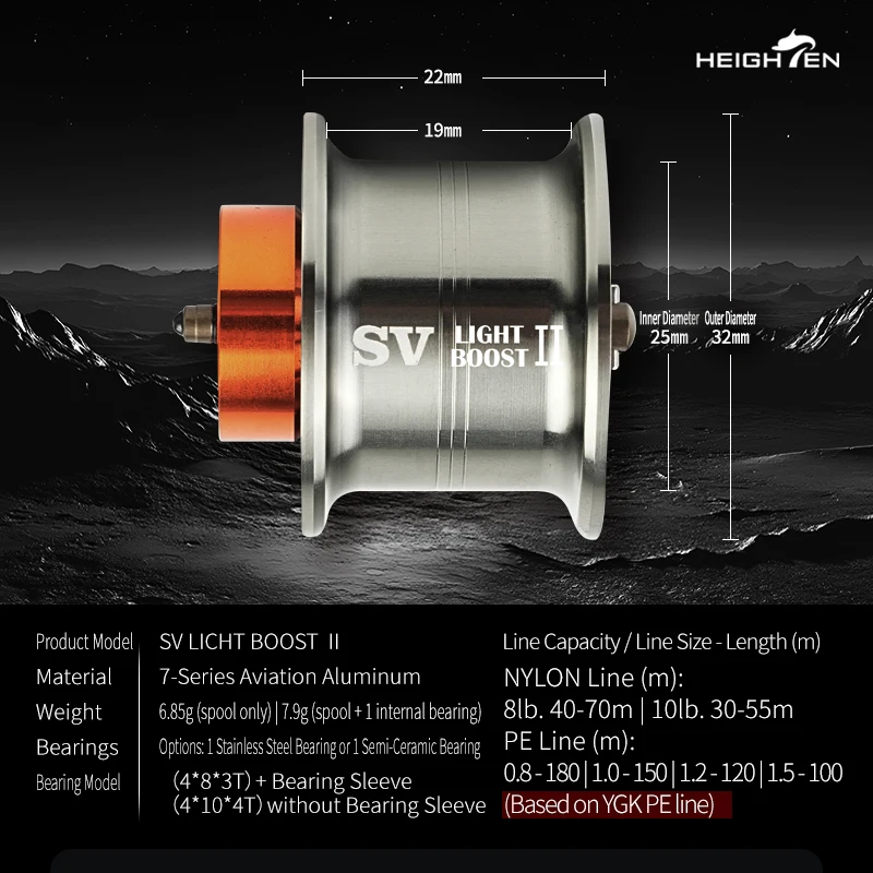 Heighten Alpha Carrete Baitcasting Freno Doble Aluminio Aeroespacial - imagen 3