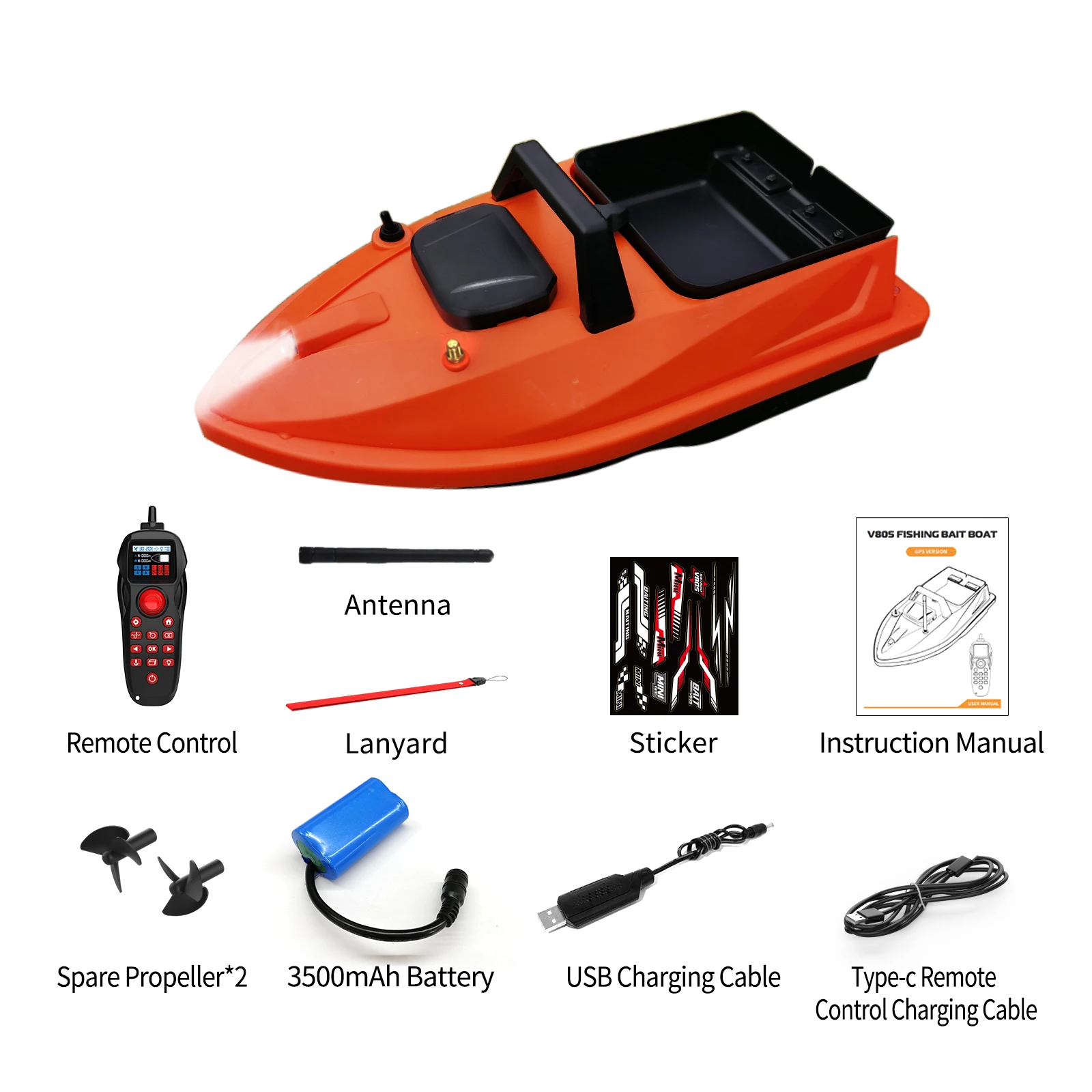 MBLN Mini Bait Boat GPS – 24 puntos de vía, navegación Beidou/GPS, retorno automático, control de crucero, motor dual silencioso, sensor de temperatura del agua - imagen 5