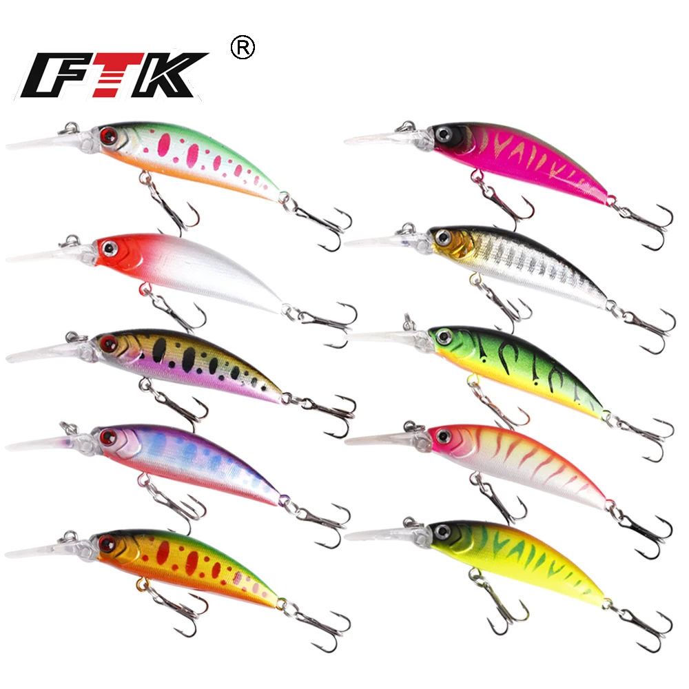 FTK 8,5 cm/3,35 pulgadas 5,5g cebo duro Minnow Streak Señuelos de pesca lubina gancho de agua dulce perca de buceo Wobbler Jerkbait - imagen 2