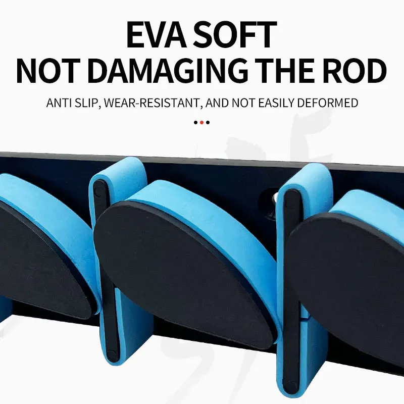 Estante para caña de pescar montado en la pared EVA, herramientas de pesca, estante antideslizante para caña de pescar de pared no perforada, almacenamiento de aparejos de señuelo, estante de exhibición - imagen 4