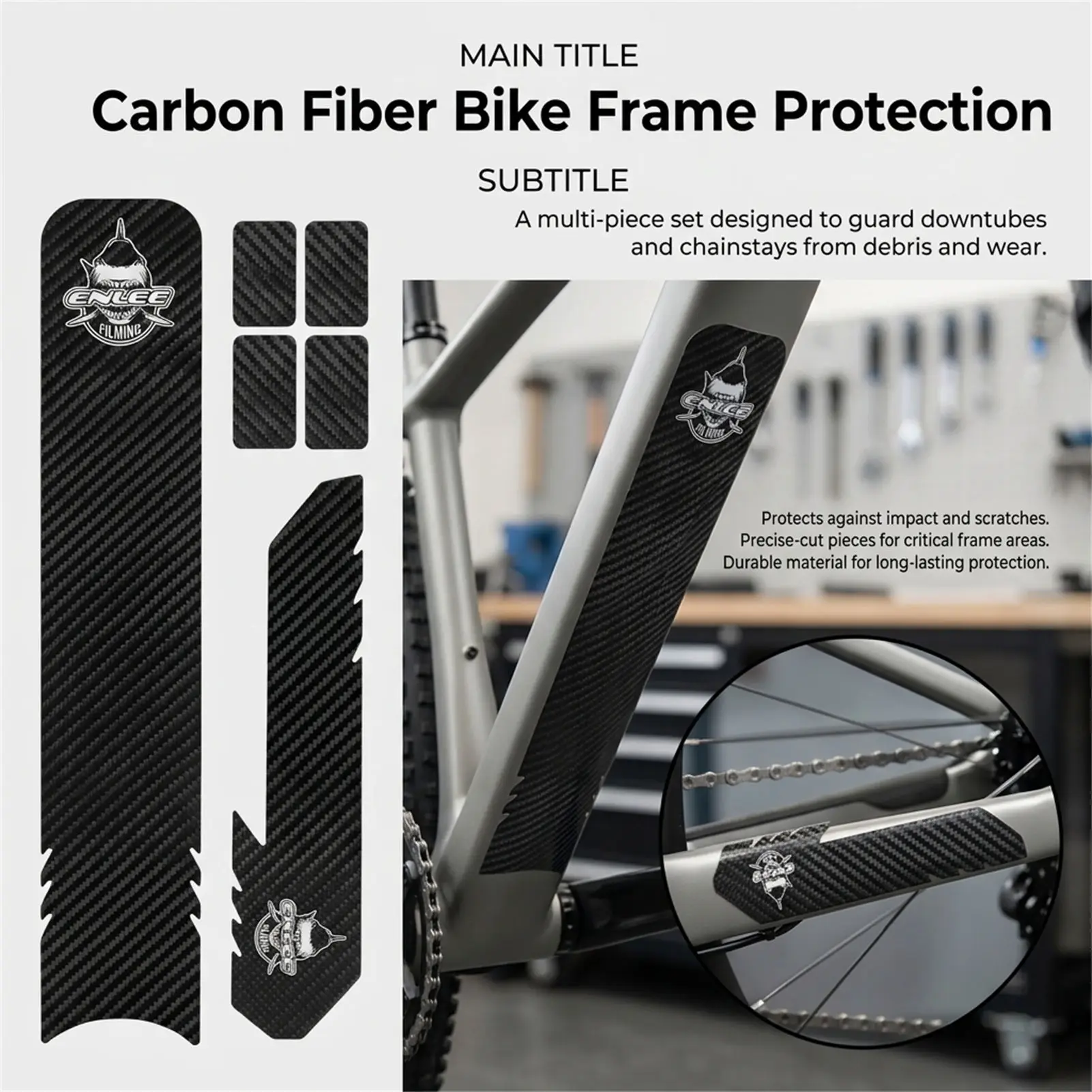 Protector cuadro bici fibra de carbono, resistente a arañazos - imagen 2