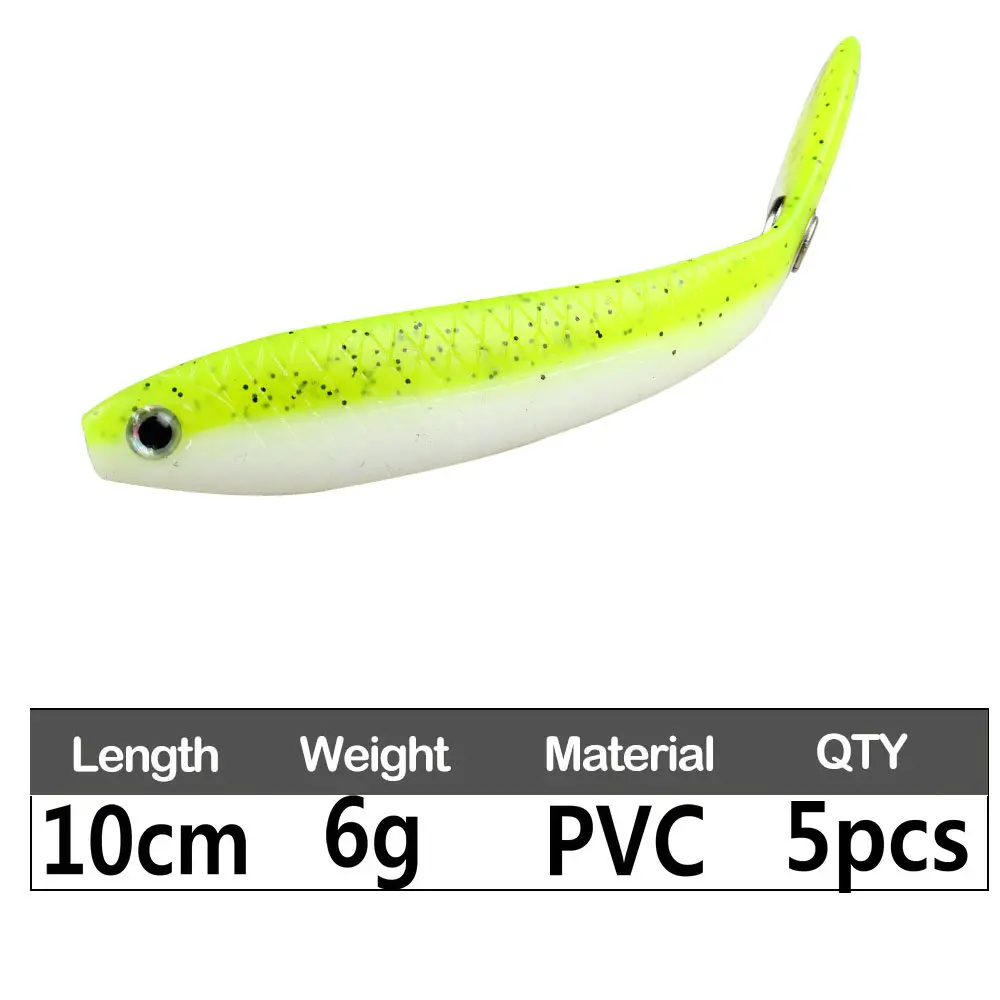Señuelo suave de 5 piezas, cebo Artificial de Loach de hundimiento lento de 6g y 10cm, Wobbler de natación, Wobblers de Ojos de pez 3D para lubina - imagen 3