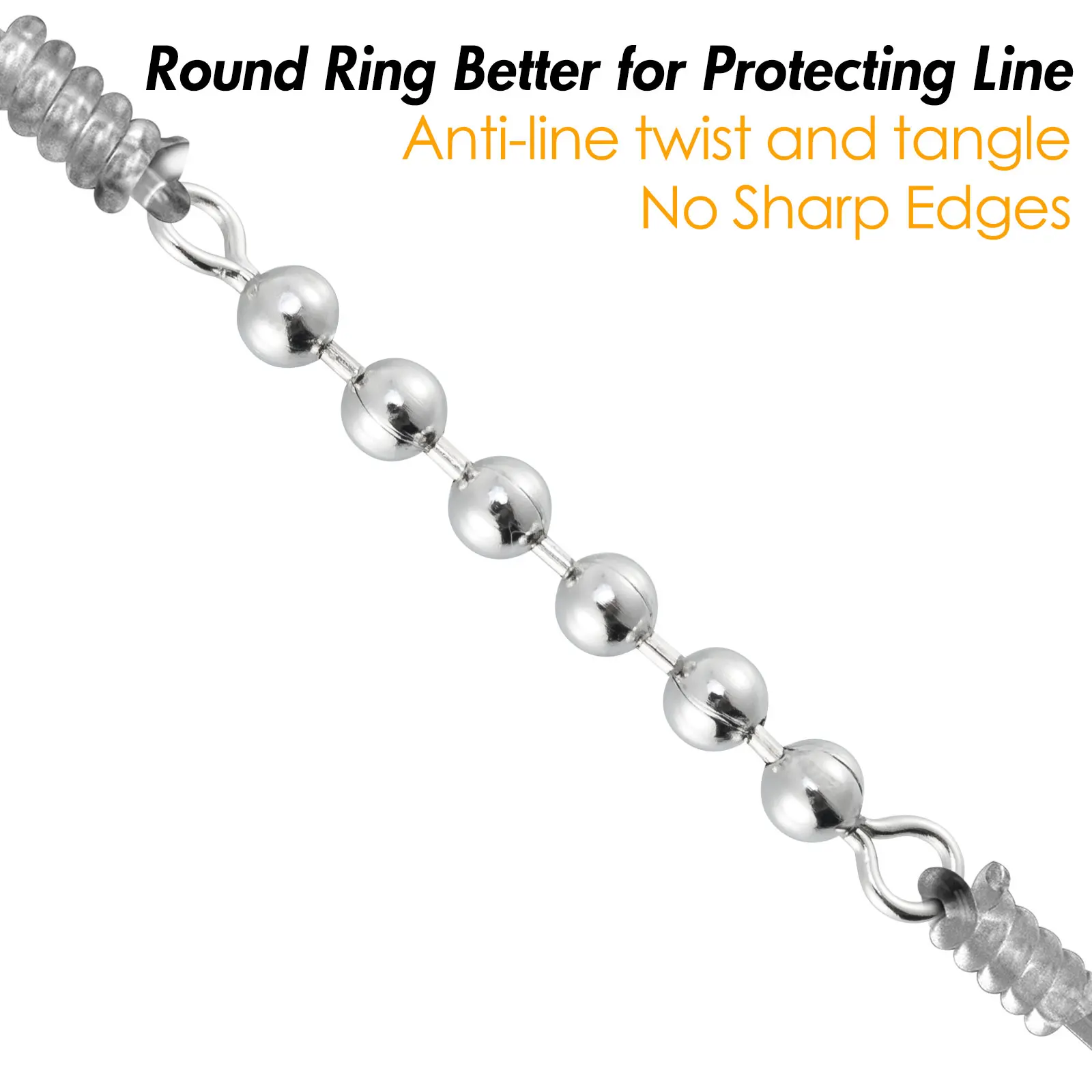 Cadena de cuentas de pesca giratoria de acero inoxidable, 10 piezas, aparejo de arrastre para bagre, Conector de anillo sólido rodante de agua salada - imagen 4