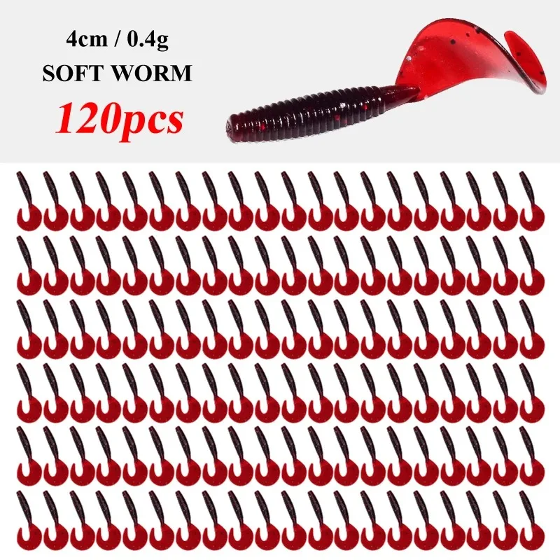 ILURE-señuelo de pesca de silicona Artificial, cebo suave de 120 piezas, 4cm, 0,4g, gusano, Swimbait, lubina, Carpa, Trucha, aparejos Wobblers - imagen 2