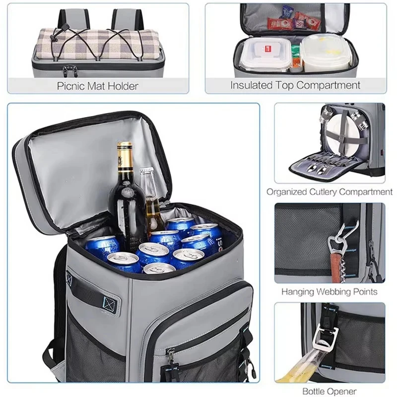 Bolsa de peces vivos de 30L, mochila enfriadora con aislamiento impermeable, paquete de pesca para acampar para hombres, mochila térmica para viajes al aire libre, Picnic en la playa - imagen 3