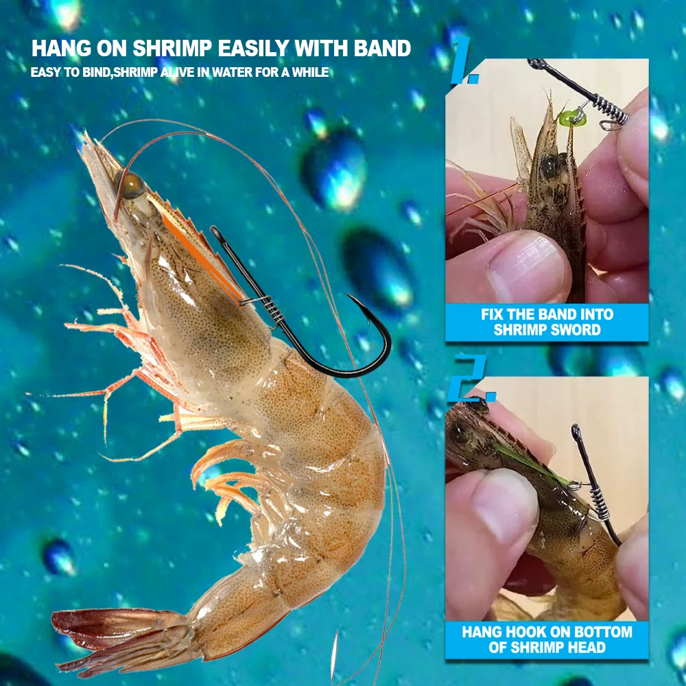 ZYZ 10 unids/caja anzuelo de camarón vivo con respaldo, anzuelo Aberdeen de acero rico en carbono fijado con forma segura, anzuelos de pesca de agua dulce y salada - imagen 5