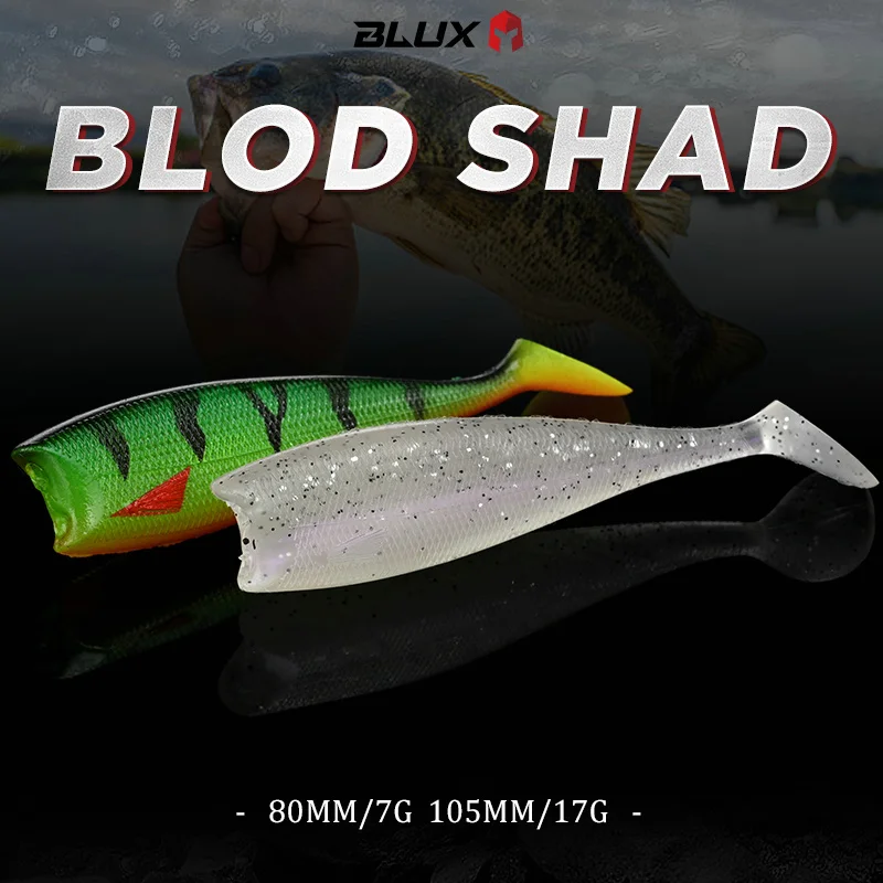 BLUX BLOD SHAD 80mm 105mm Jighead Cola Negra - imagen 4