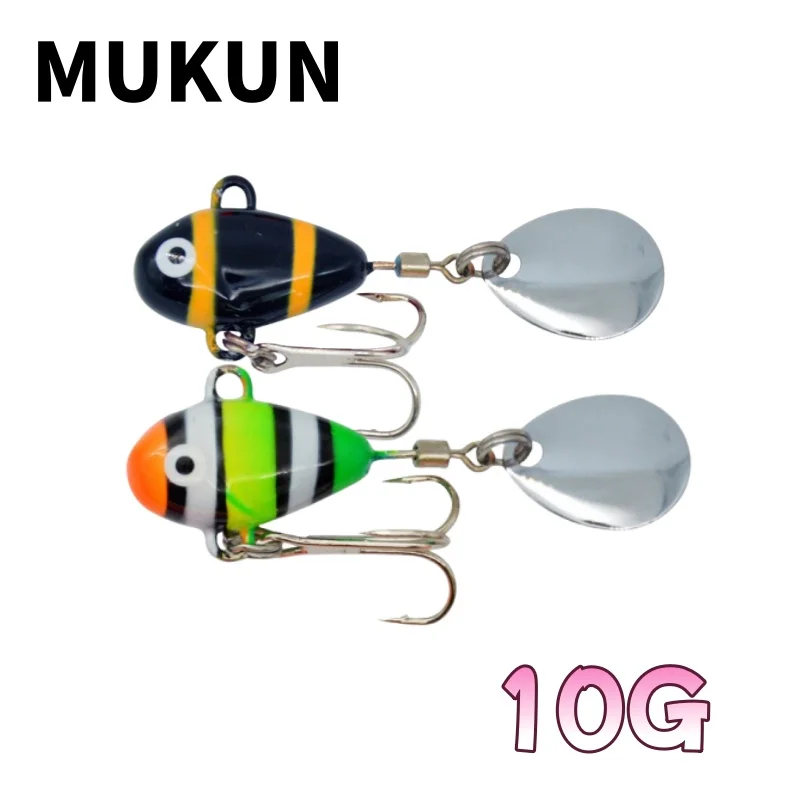 MUKUN-cebo giratorio VIB, plantilla de Metal, vibración de Pesca, 10g, cebo duro Artificial, lentejuelas, Pesca, señuelo giratorio oscilante - imagen 2