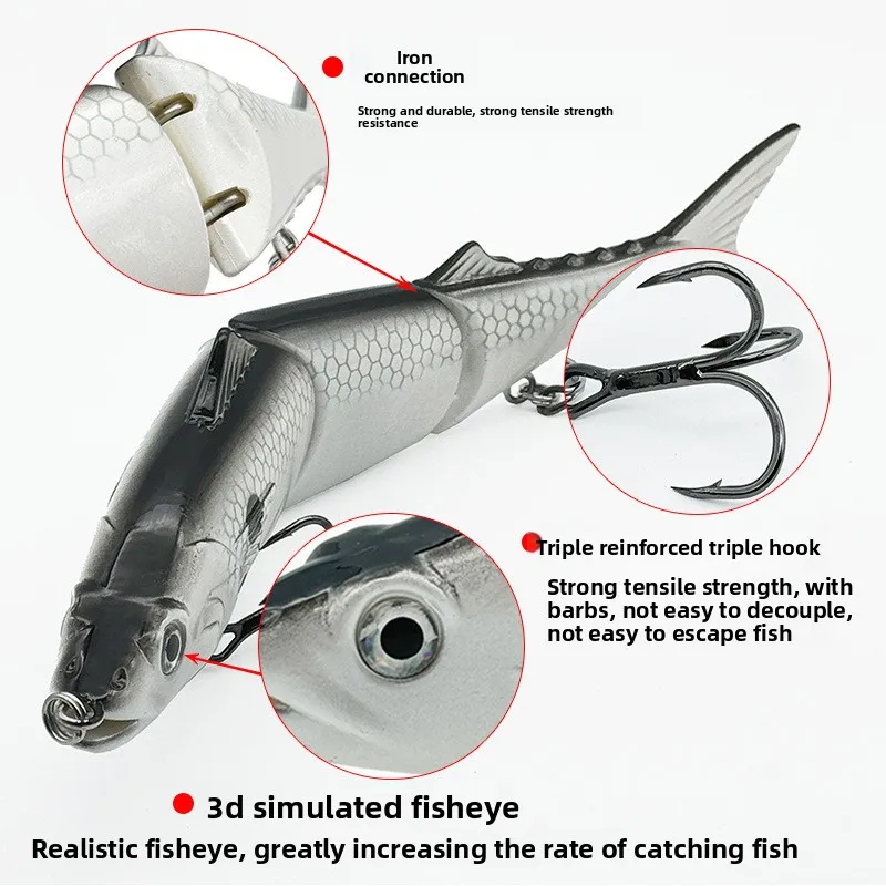 Señuelo articulado 3 secciones para lucio – Minnow gigante flotante 111g
