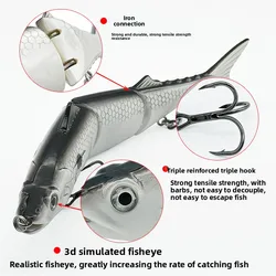 Señuelo articulado 3 secciones para lucio – Minnow gigante flotante 111g