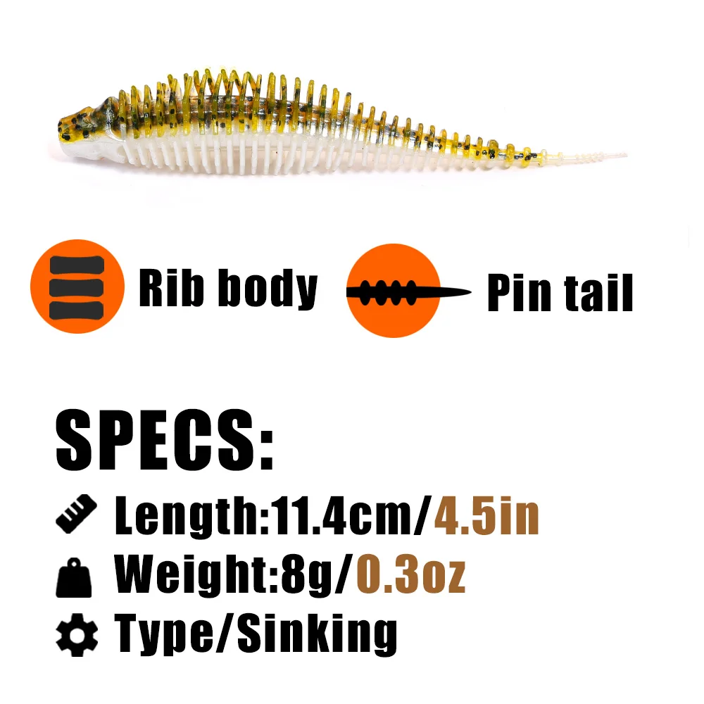 B & U-cebo de gusano para natación, 5 uds., 11,4 cm, Senko, palo loco, señuelos blandos para perca, pesca de lubina, aparejo de caída, cebo suave, cebos de gusano - imagen 3