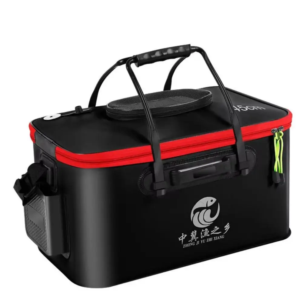 Cubo para peces vivos EVA con cremallera, plegable, transpirable, plegable, tanque de agua para exteriores, asas de transporte, caja para peces vivos, pesca y Camping - imagen 4