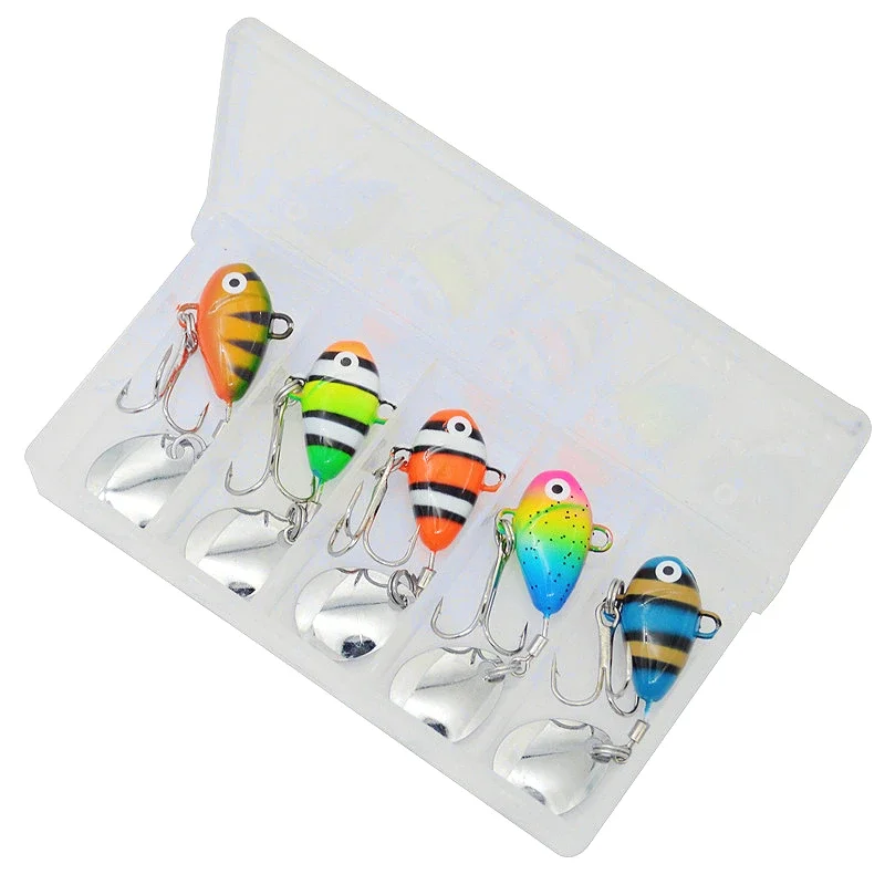 2 estilos en una caja, 1 Juego de 10g, Señuelos de Pesca Wobbler, cebo con purpurina, cuchara de Metal, cebo para lubina, trucha, Lucio, aparejos de pesca, cebo Artificial - imagen 2