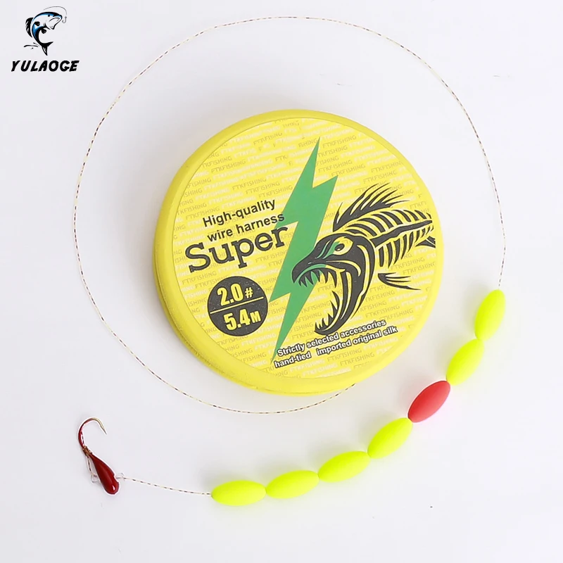 Juego de sedal de pesca de 3,6 M y 5,4 M, práctico juego de sedal, flotador de siete estrellas, anzuelo individual, línea de anzuelos de pesca de plomo, acero al carbono - imagen 2