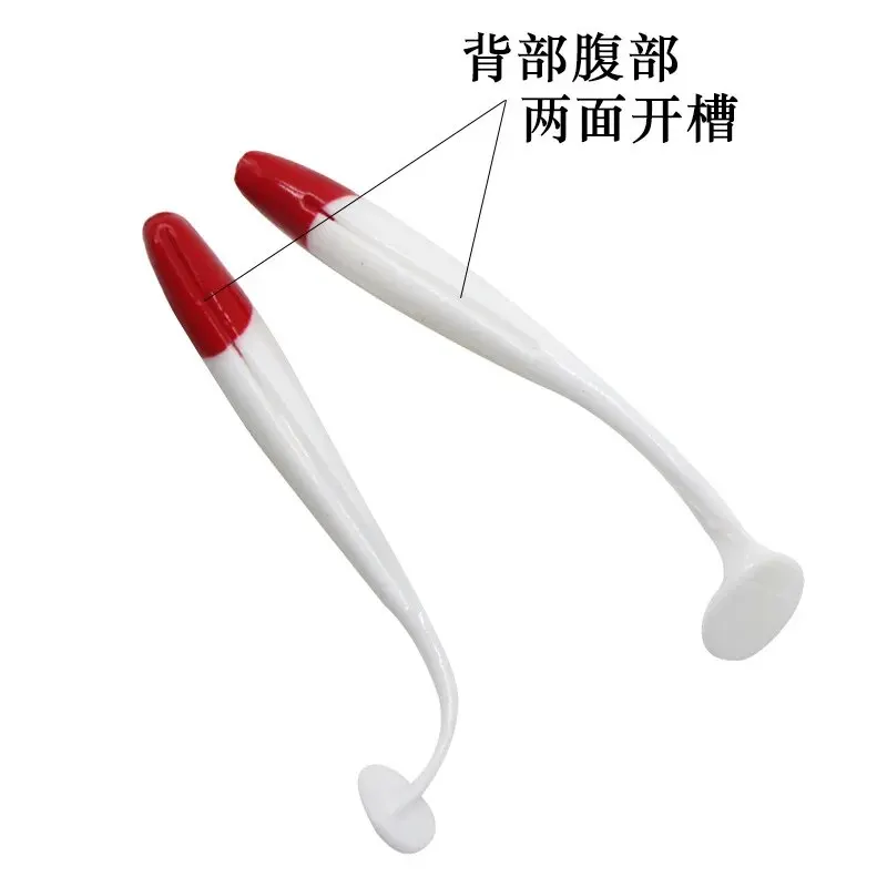 7cm 9cm 12cm 10 unids/bolsa cola en T cebo suave cabeza roja cebo biónico blanco suministros de pesca - imagen 3