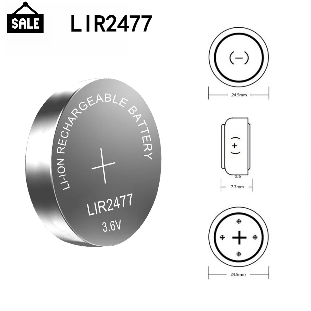 Batería recargable LIR2477 – Pila de botón de litio 3,6V - imagen 3