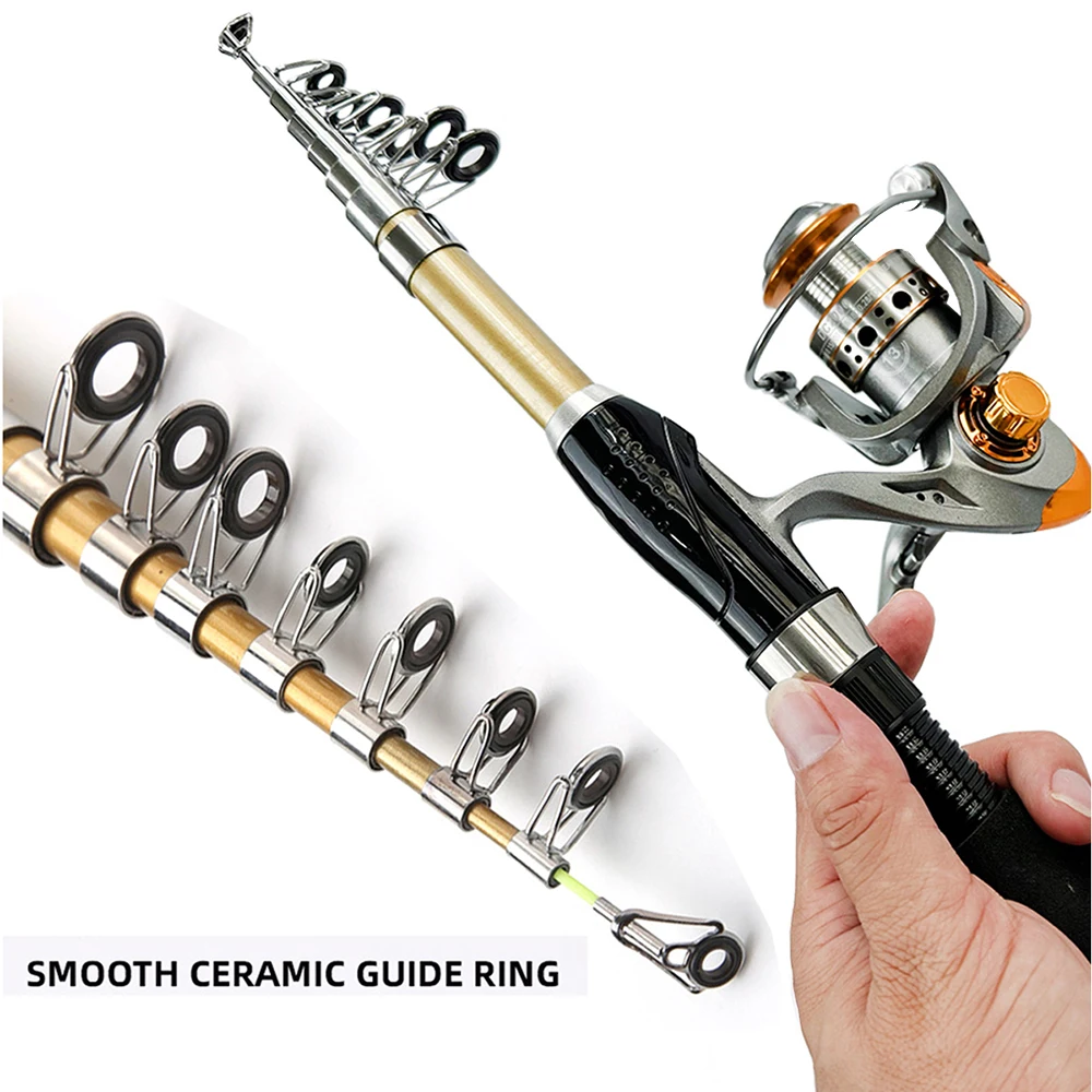 Juego de cañas de pescar telescópicas de 1,5-2,1 m serie DC1000/2000/3000 carrete de pescado giratorio con línea de pesca aparejos de caña de pescar de trucha al aire libre - imagen 5