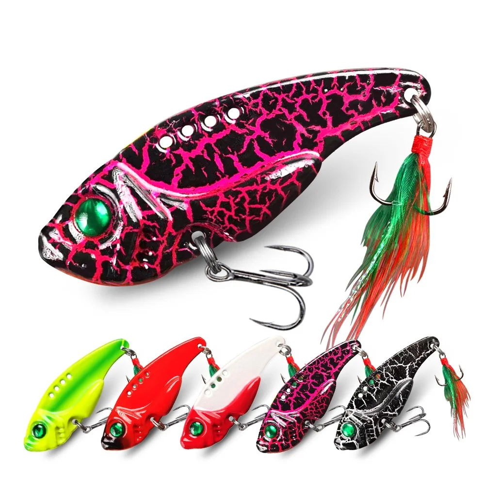 Señuelos de pesca cuchara para Lucio 3g-20g cebo duro con anzuelo triple cuchara oscilante cebo duro de Metal Vib Spoonbait aparejos de pesca señuelos - imagen 2