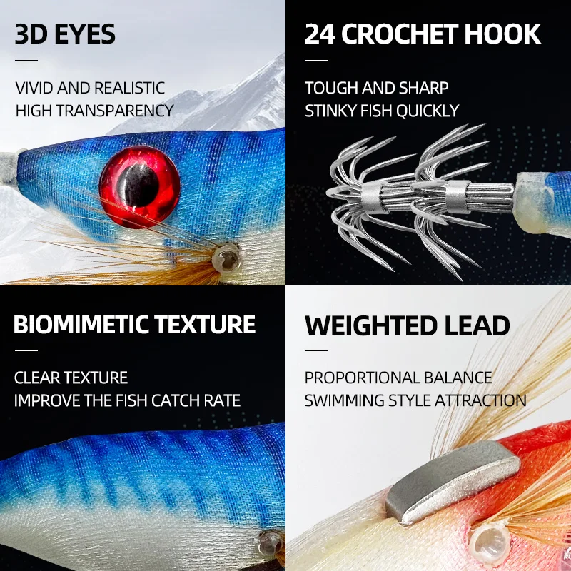 6 uds cebo de simulación Artificial envoltura luminosa tela calamar Jig Señuelos de Pesca 10cm/13,2g - imagen 3