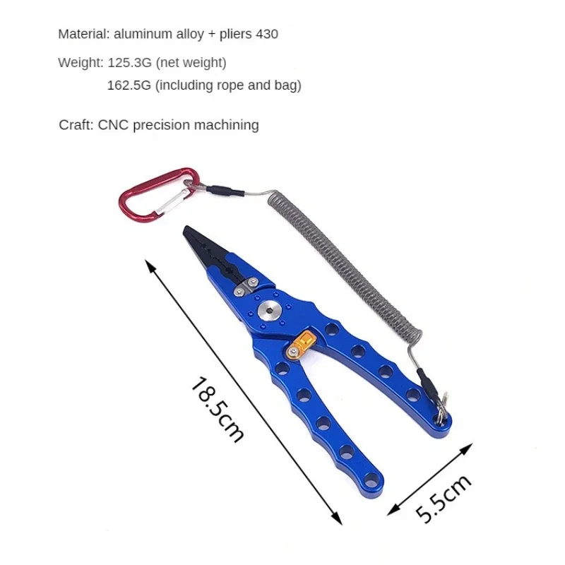Alicates de Pesca de 7,3 pulgadas, subabrazadera de aleación de aluminio, controlador de pescado, cortadores de alambre de anillo superior, Control de peces, Accesorios de Pesca marina - imagen 2
