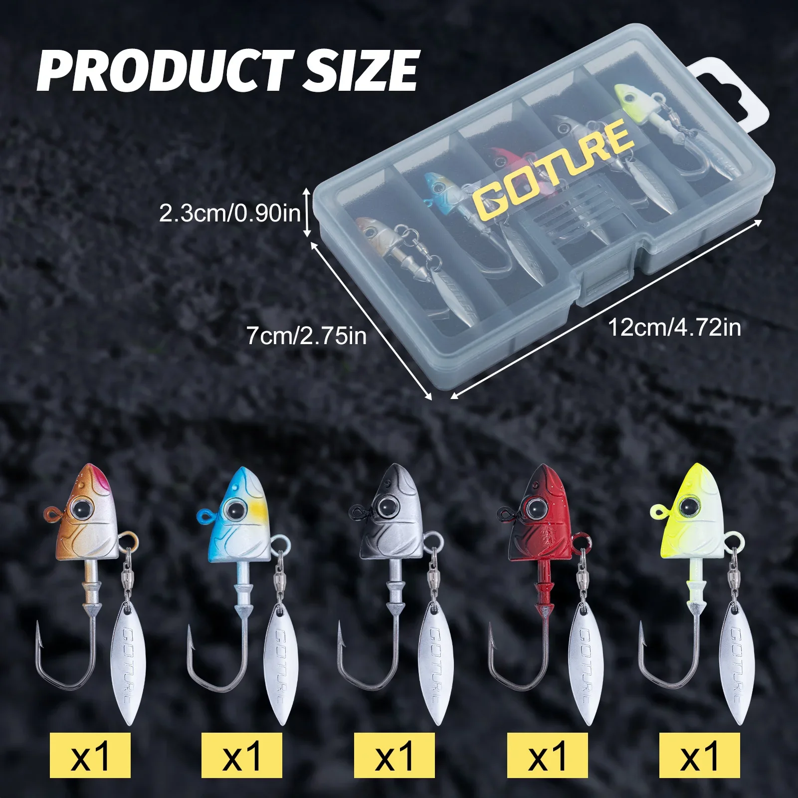 Goture 1/caja 7g 10g 14g 21g 28g 32g anzuelo de pesca con cabeza de plomo ojos 3D forma de cabeza de pez anzuelos de plomo anzuelo de pesca Jigging con lentejuelas - imagen 4