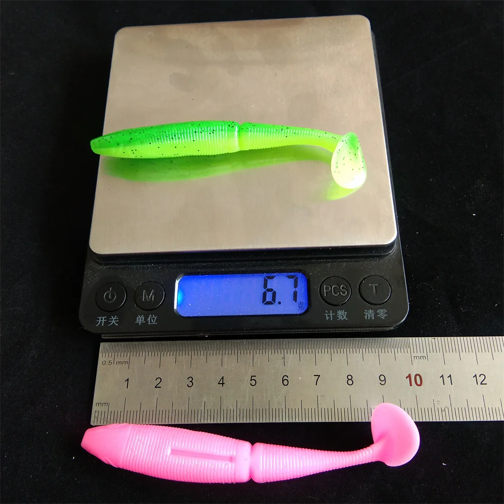 Swolfy-señuelo de pesca grande y suave de 10 piezas, cebo de silicona de 7cm y 9cm, Wobbler para Sábalo, gusano de agua salada, Swimbait, accesorios de pesca - imagen 5