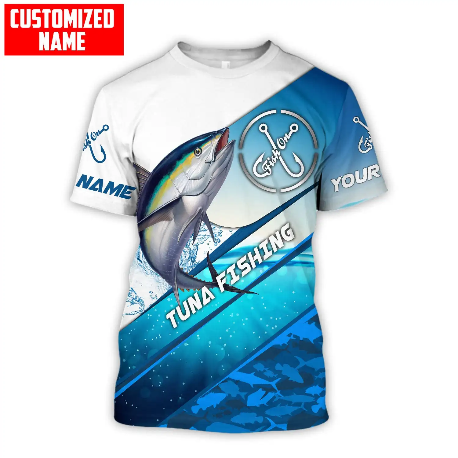 Camiseta de pesca de atún/Marlin para hombre, camisa con nombre personalizado, estampado 3D, fresca, de manga corta, informal, a la moda, de verano, TX249 - imagen 2