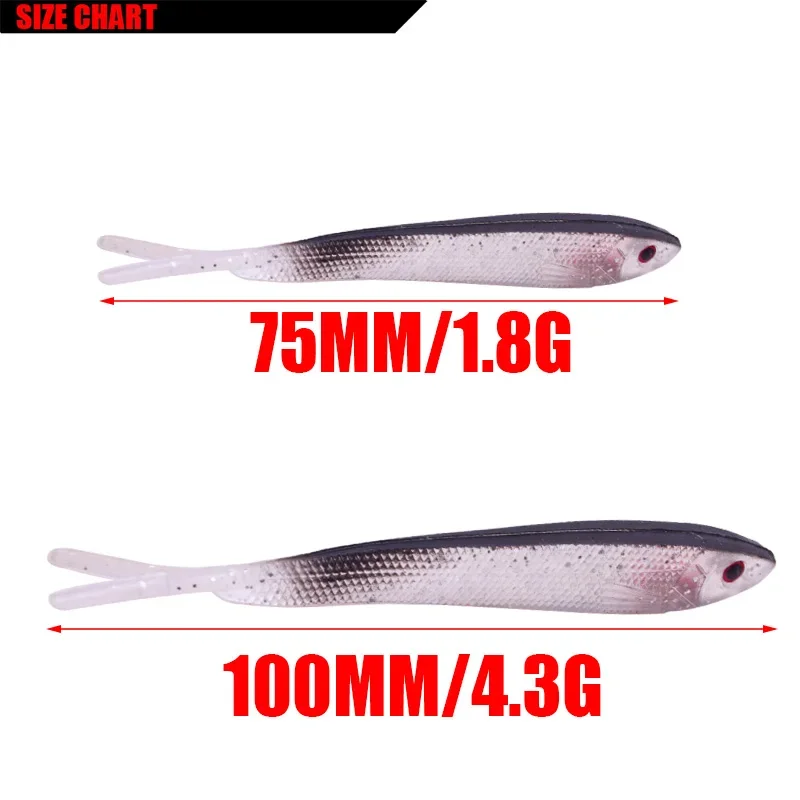5 unids/lote gusano de silicona suave señuelo cola Swimbaits 1,8g 4,3g cebo Artificial suave Jig Wobblers para Isca Bass Pesca aparejos de Pesca - imagen 2