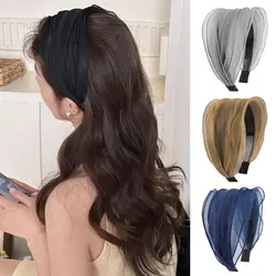 Diademas de encaje antideslizantes de hilo de Organza con aro de pelo ancho a la moda, tocados elegantes y dulces para mujeres y niñas