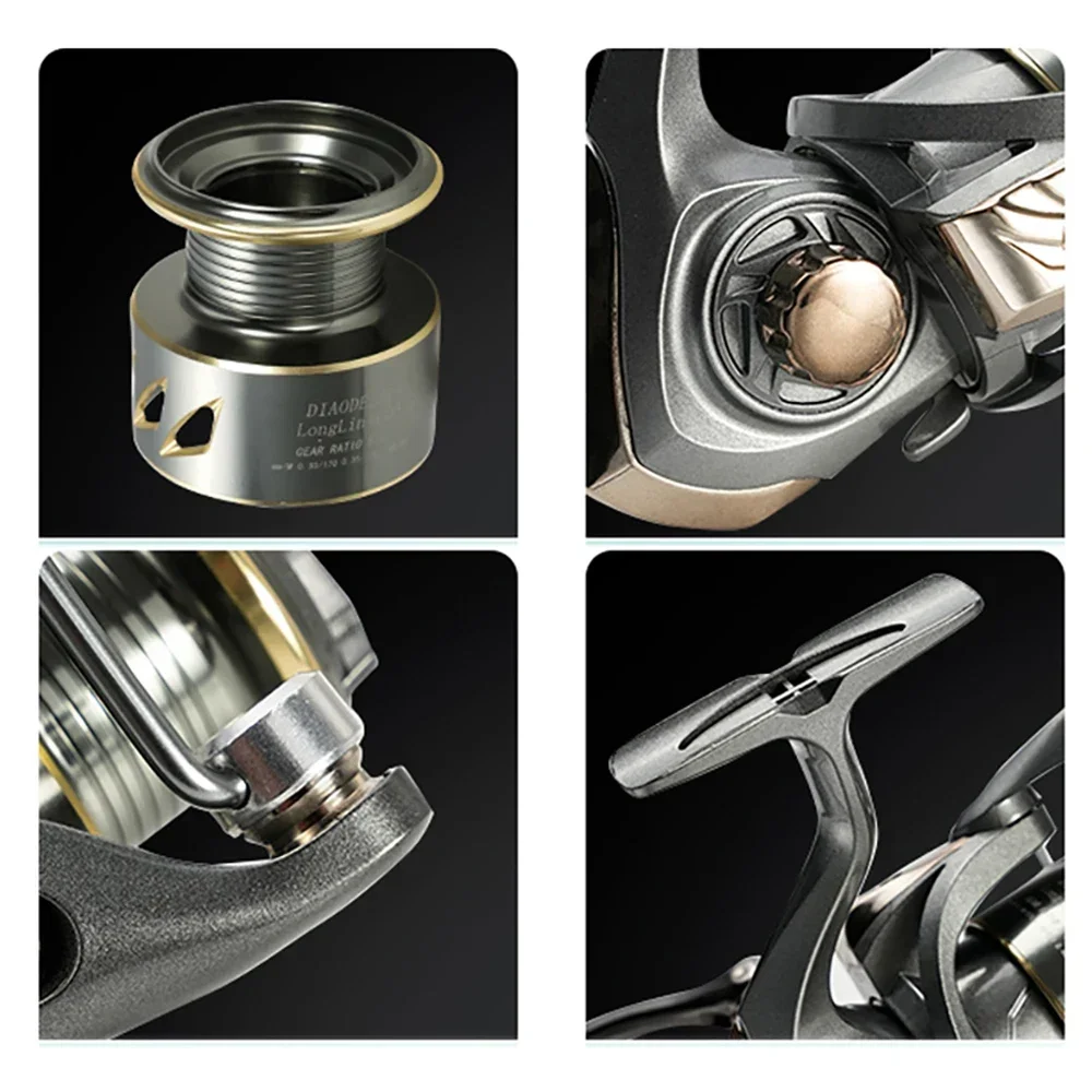 Carrete de pesca giratorio serie 2000-7000, relación de engranaje de alta velocidad 5,2: 1, arrastre máximo, rueda de Jigging de agua salada de 8kg con línea trenzada de 100m - imagen 3