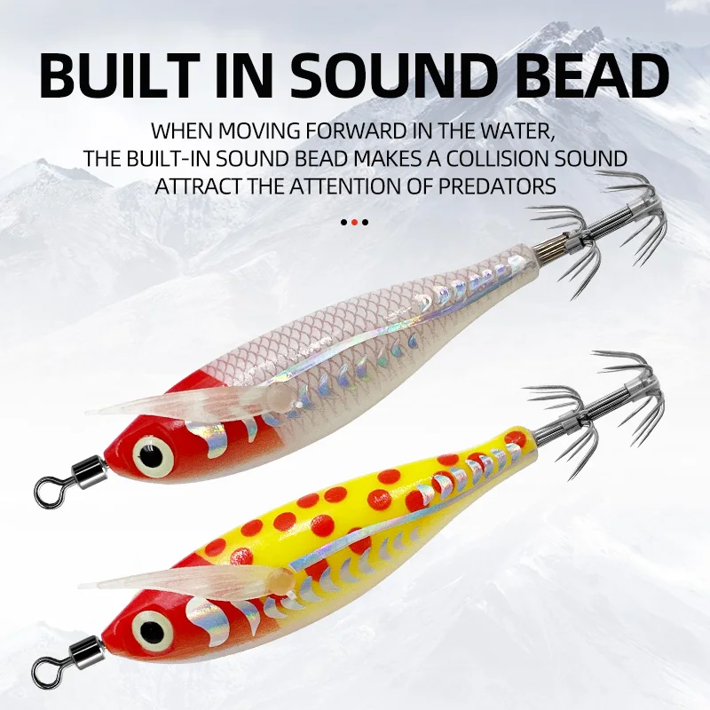 3/6 unids/bolsa 3D láser Horizontal camarón calamar gancho que brilla en la oscuridad madera camarones doble paraguas gancho pipa calamar señuelo - imagen 3