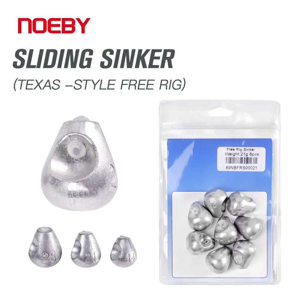 Noeby Sliding Sinker 14g 21g 28g Texas Rig Free Rig Sinker Soft Bait Aparejos de pesca de agua dulce - imagen 2