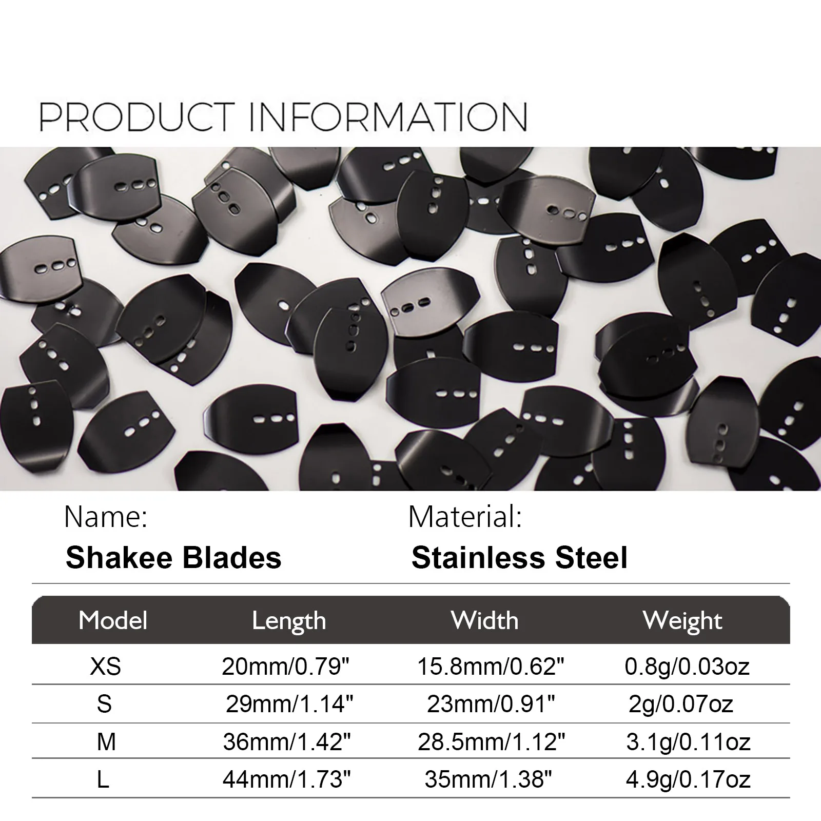 COUNTBASS 50 Uds. Cuchilla de plantilla de natación de 4 tamaños, hoja de acero inoxidable, plantillas de vibración DIY, señuelo de plantilla de pesca oscilante de fundición - imagen 4