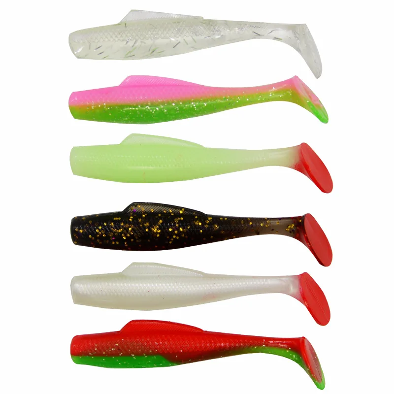 Señuelo de pesca súper suave, cebo sin cabeza, cola en T, 8,5 cm/8g, señuelos artificiales de gusano, lote de 6 piezas en oferta - imagen 2