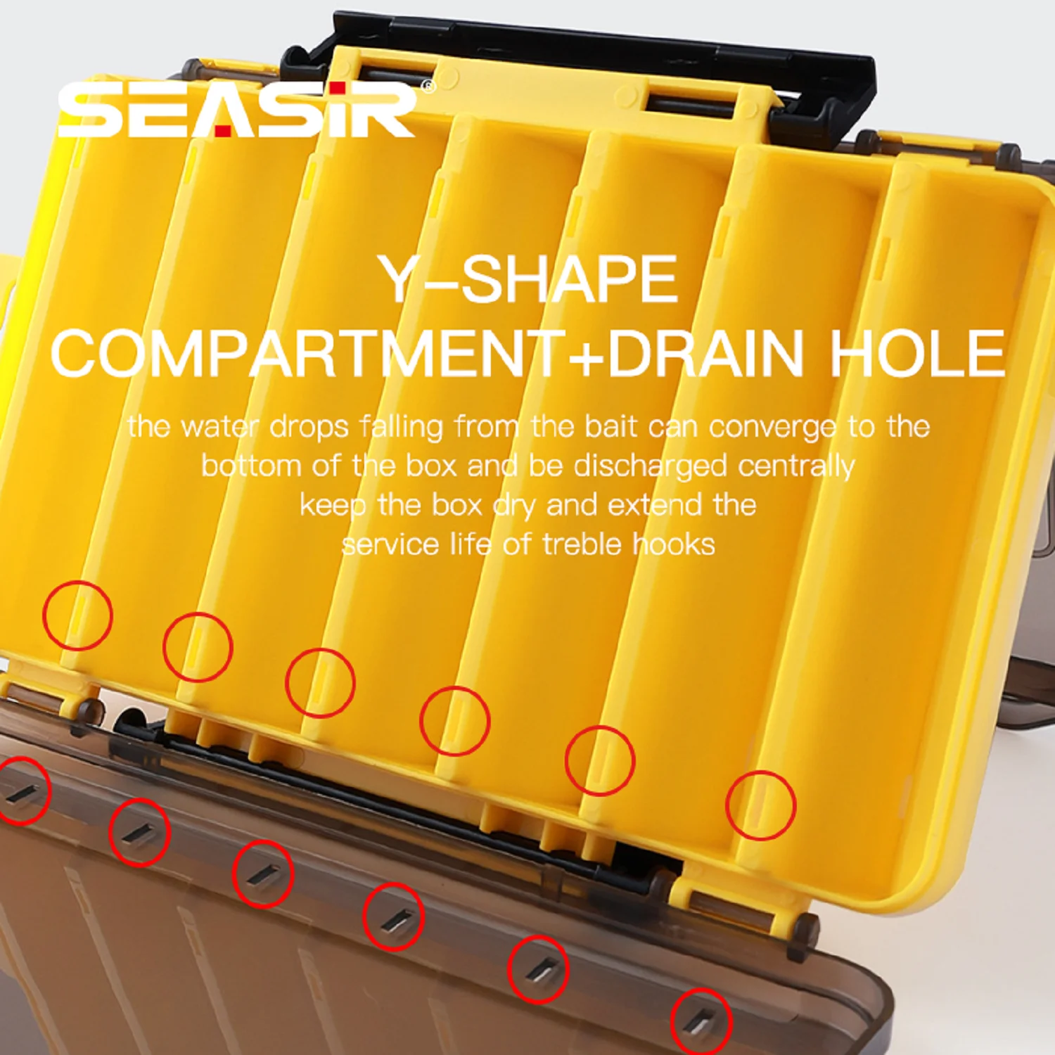 SEASIR-caja de aparejos de pesca de doble cara, caja de plástico para almacenamiento de señuelos, múltiples compartimentos, accesorios de pesca - imagen 4