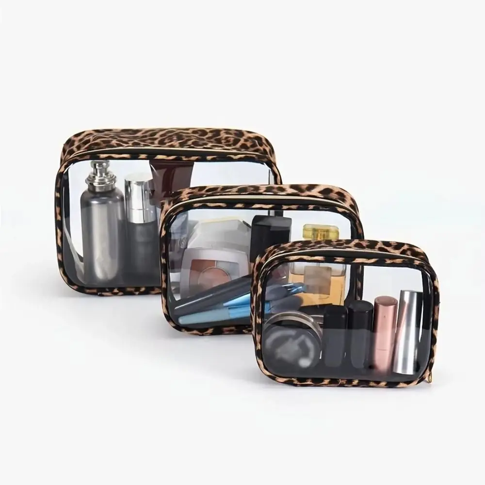 Neceser transparente impermeable estampado leopardo para viaje - imagen 2