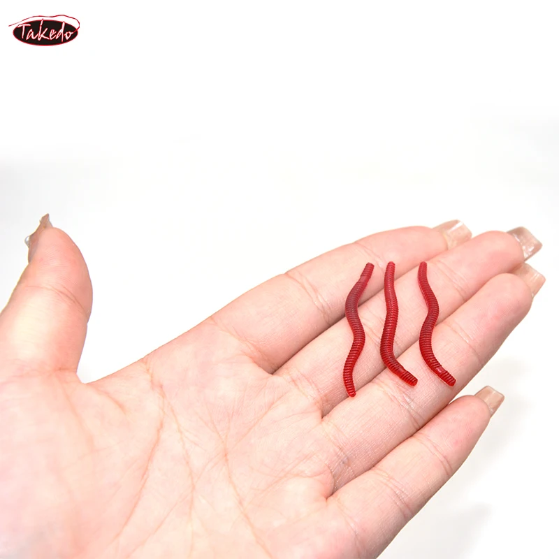 TAKEDO 3,5 CM 0,25G señuelo suave 100 unids/bolsa cebo Artificial carpa cebo gusanos rojos señuelo de pesca suave para pesca de carpa - imagen 5