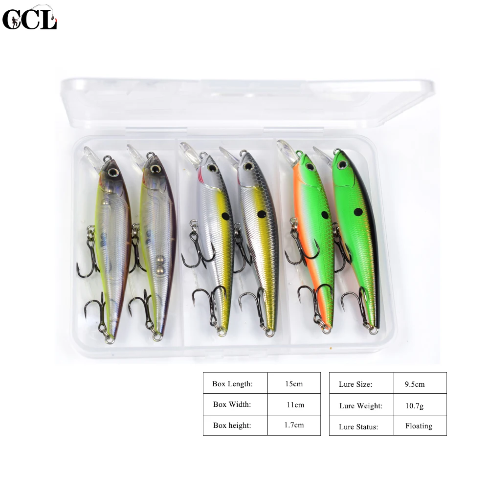 CCLTBA-Señuelos de Pesca personalizados, anzuelos con forma de pececillo, 9,5 cm, 10,7g, flotante, lote de 3 unidades - imagen 5