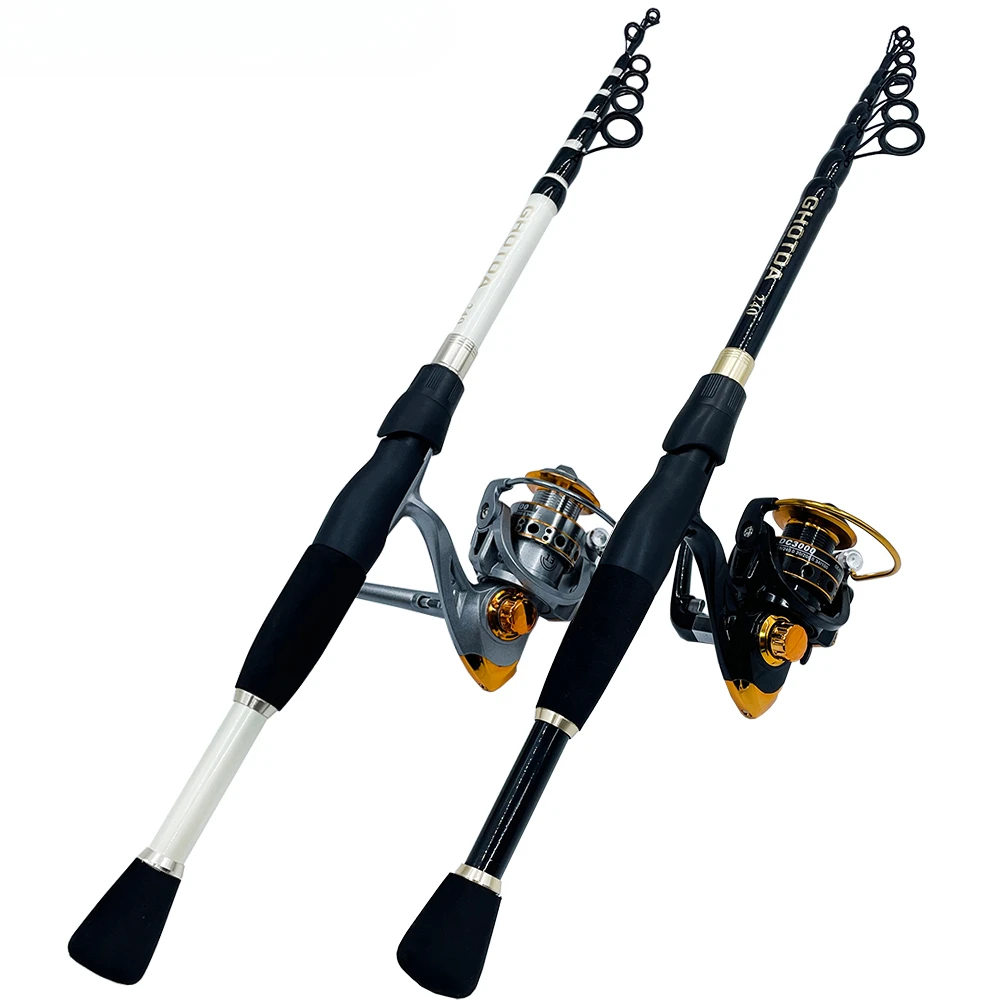 Pesca de trucha 1,6 M-2,4 M señuelo telescópico caña giratoria carrete Combo carrete de Metal 5,2: 1 carretes giratorios caña de pescar de viaje equipo principiante - imagen 3