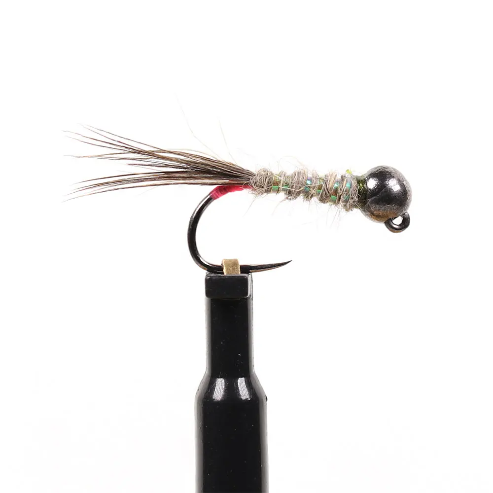 Bimoo, 6 uds., cabeza de cuentas de tungsteno UV, cola de faisán, plantilla sin púas, mosca de ninfa, hundimiento rápido, ninfa europea, mosca, trucha, señuelo de pesca - imagen 5