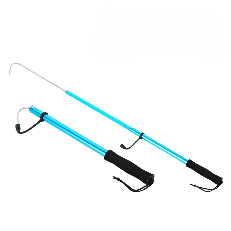 Anzuelos de pesca telescópicos portátiles de aleación de aluminio con mango de goma, perfectos para pesca en mar y barco, duraderos y fáciles de usar - imagen 2